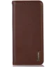 KHAZNEH Samsung Galaxy A55 Hoesje RFID Book Case Leer Bruin