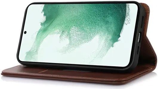 KHAZNEH Samsung Galaxy A55 Hoesje RFID Book Case Leer Bruin afbeelding 3