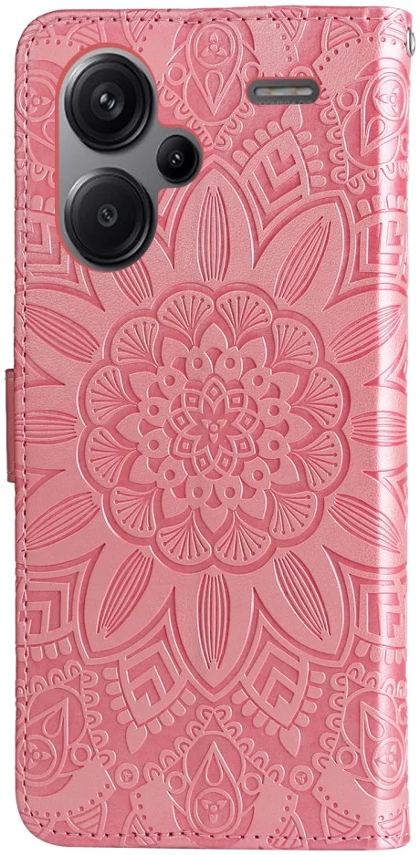 Xiaomi Redmi Note 13 Pro Plus Hoesje Zonnebloem Wallet Book Case Roze afbeelding 5