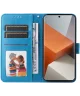 Xiaomi Redmi Note 13 Pro Plus Hoesje Zonnebloem Wallet Book Case Blauw