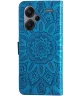 Xiaomi Redmi Note 13 Pro Plus Hoesje Zonnebloem Wallet Book Case Blauw