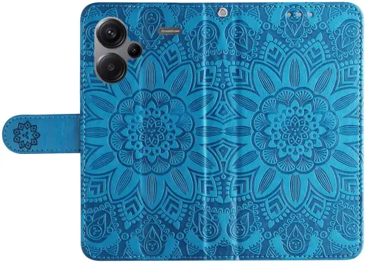 Xiaomi Redmi Note 13 Pro Plus Hoesje Zonnebloem Wallet Book Case Blauw afbeelding 7