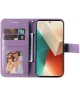 Xiaomi Redmi Note 13 5G Hoesje Bloemen Print Wallet Book Case Paars