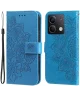 Xiaomi Redmi Note 13 5G Hoesje Bloemen Print Wallet Book Case Blauw