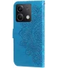 Xiaomi Redmi Note 13 5G Hoesje Bloemen Print Wallet Book Case Blauw