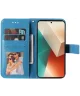 Xiaomi Redmi Note 13 5G Hoesje Bloemen Print Wallet Book Case Blauw