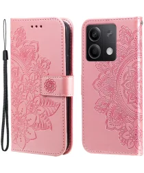 Xiaomi Redmi Note 13 5G Hoesje Bloemen Print Wallet Book Case Roze