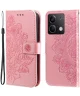 Xiaomi Redmi Note 13 5G Hoesje Bloemen Print Wallet Book Case Roze