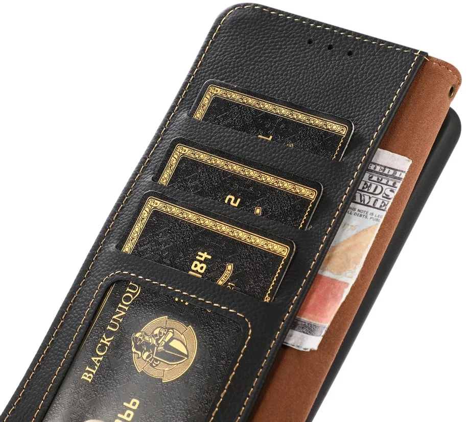 KHAZNEH OnePlus 12 Hoesje RFID Book Case Leer Zwart afbeelding 5