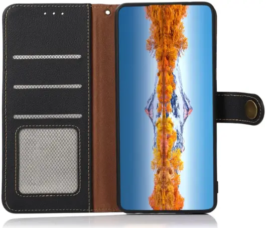 KHAZNEH OnePlus 12 Hoesje RFID Book Case Leer Zwart afbeelding 1