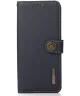 KHAZNEH OnePlus 12 Hoesje RFID Book Case Leer Blauw