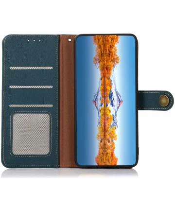 KHAZNEH OnePlus 12 Hoesje RFID Book Case Leer Groen Hoesjes