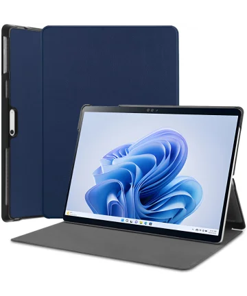 Microsoft Surface Pro 9 Hoes Tri-Fold Book Case met Standaard Blauw Hoesjes
