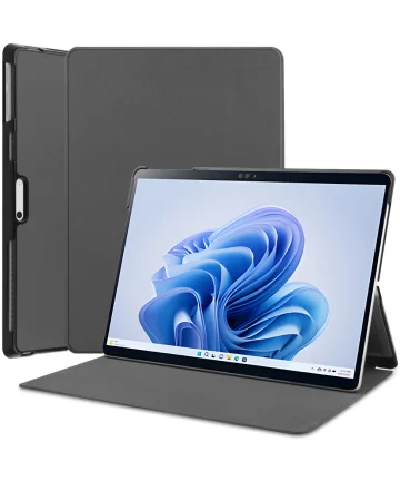 Microsoft Surface Pro 9 Hoes Tri-Fold Book Case met Standaard Grijs Hoesjes
