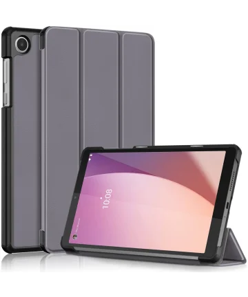 Lenovo Tab M8 Gen 4 Hoes Tri-Fold Book Case met Standaard Grijs Hoesjes