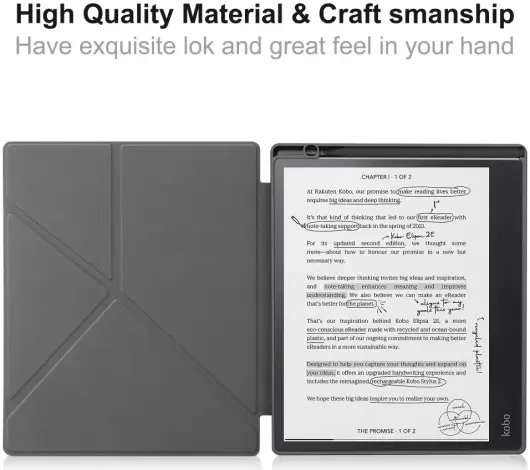 Kobo Elipsa 2E Hoes Origami Book Case met Standaard Grijs afbeelding 8