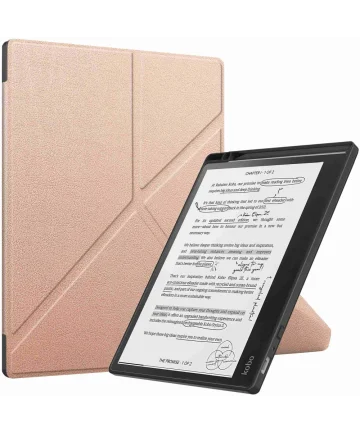 Kobo Elipsa 2E Hoes Origami Book Case met Standaard Roze Goud Hoesjes