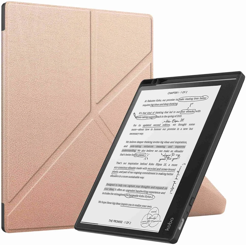 Kobo Elipsa 2E Hoes Origami Book Case met Standaard Roze Goud afbeelding 1