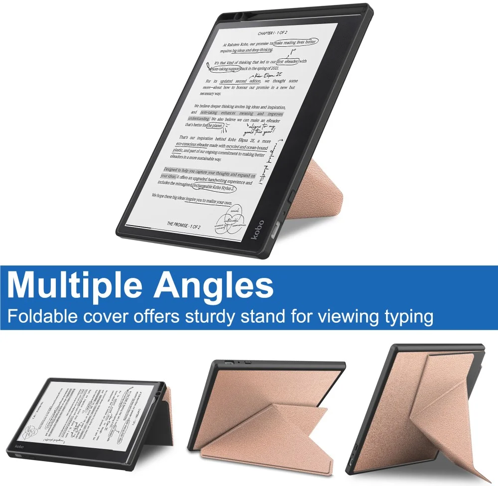 Kobo Elipsa 2E Hoes Origami Book Case met Standaard Roze Goud afbeelding 4