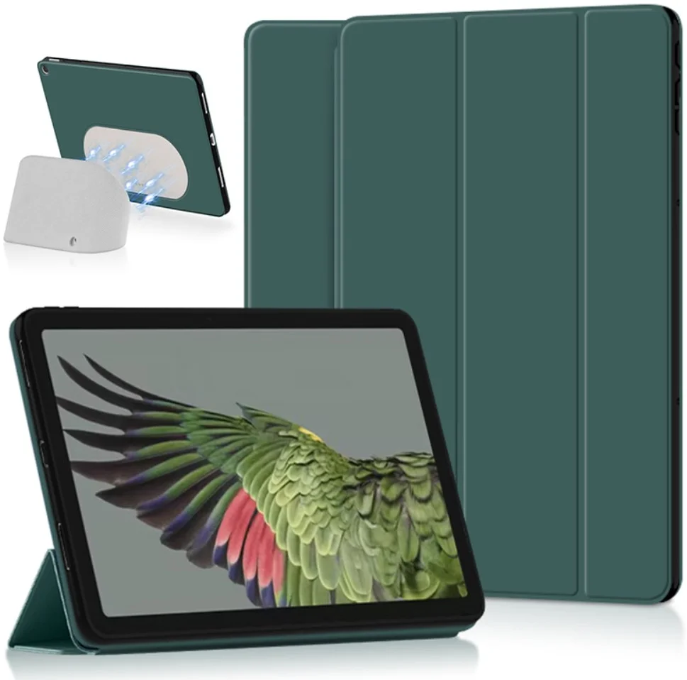Google Pixel Tablet Hoes Tri-Fold Book Case met Standaard Groen afbeelding 1