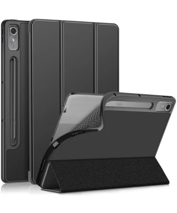 Lenovo Tab P12 Hoes Tri-Fold Book Case met Sleep/Wake Zwart Hoesjes