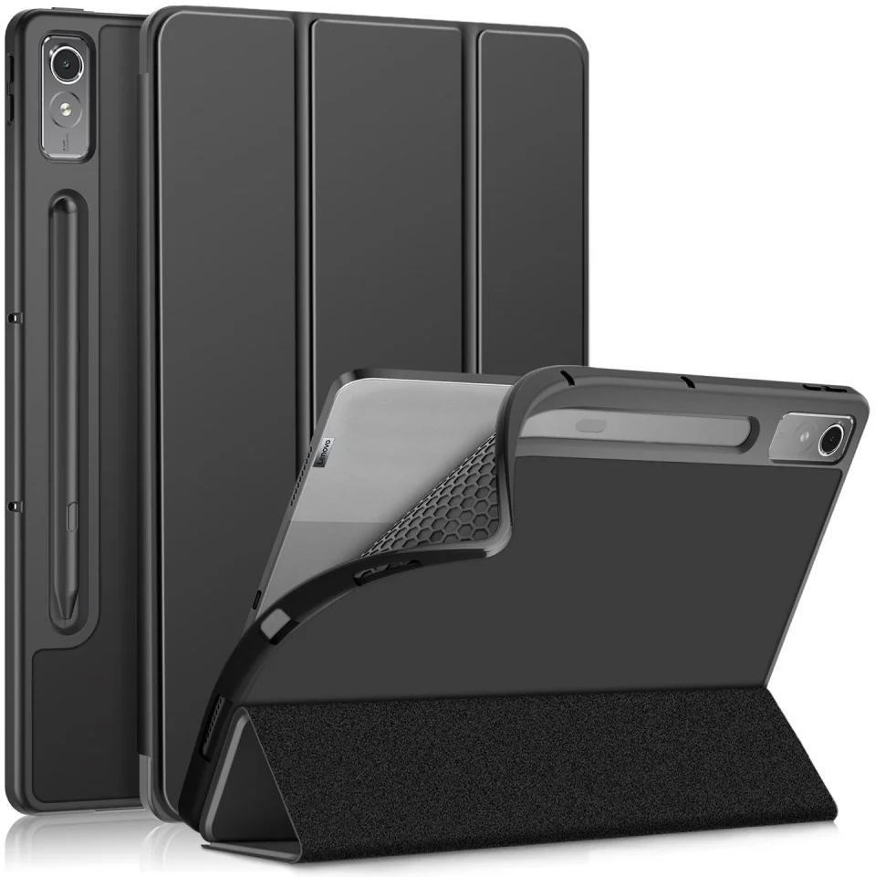 Lenovo Tab P12 Hoes Tri-Fold Book Case met Sleep/Wake Zwart afbeelding 1