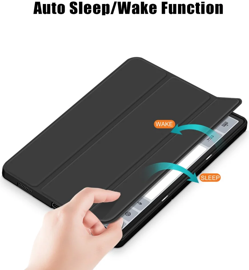 Lenovo Tab P12 Hoes Tri-Fold Book Case met Sleep/Wake Zwart afbeelding 3