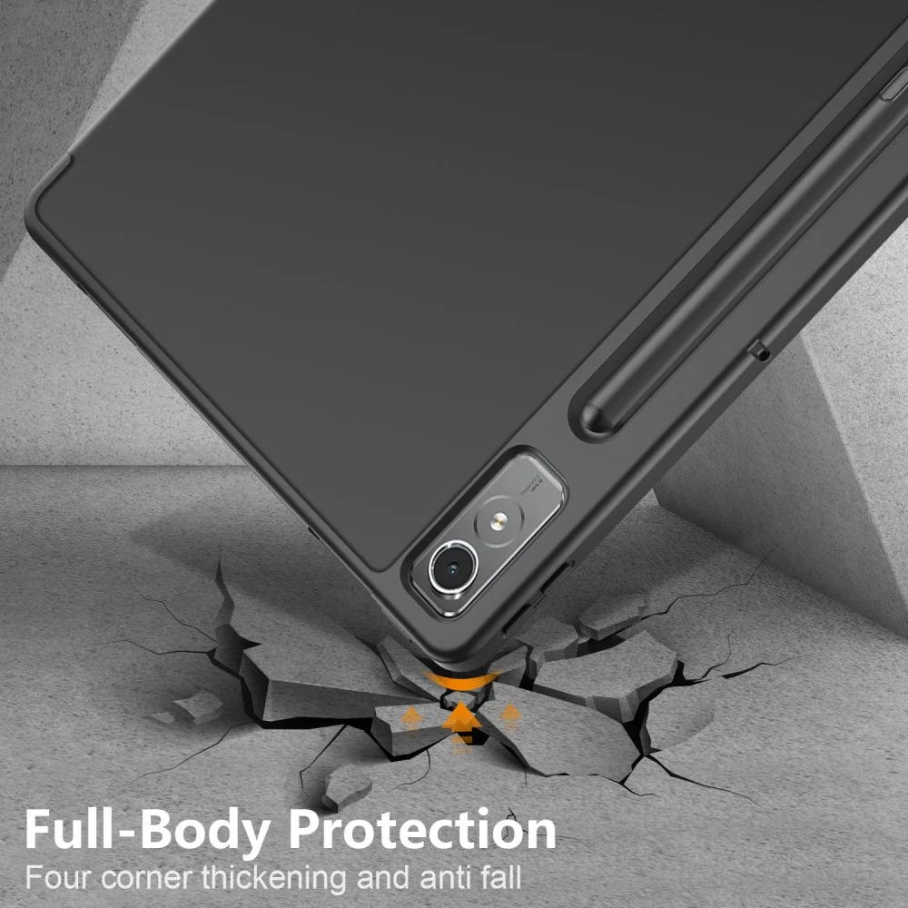 Lenovo Tab P12 Hoes Tri-Fold Book Case met Sleep/Wake Zwart afbeelding 4