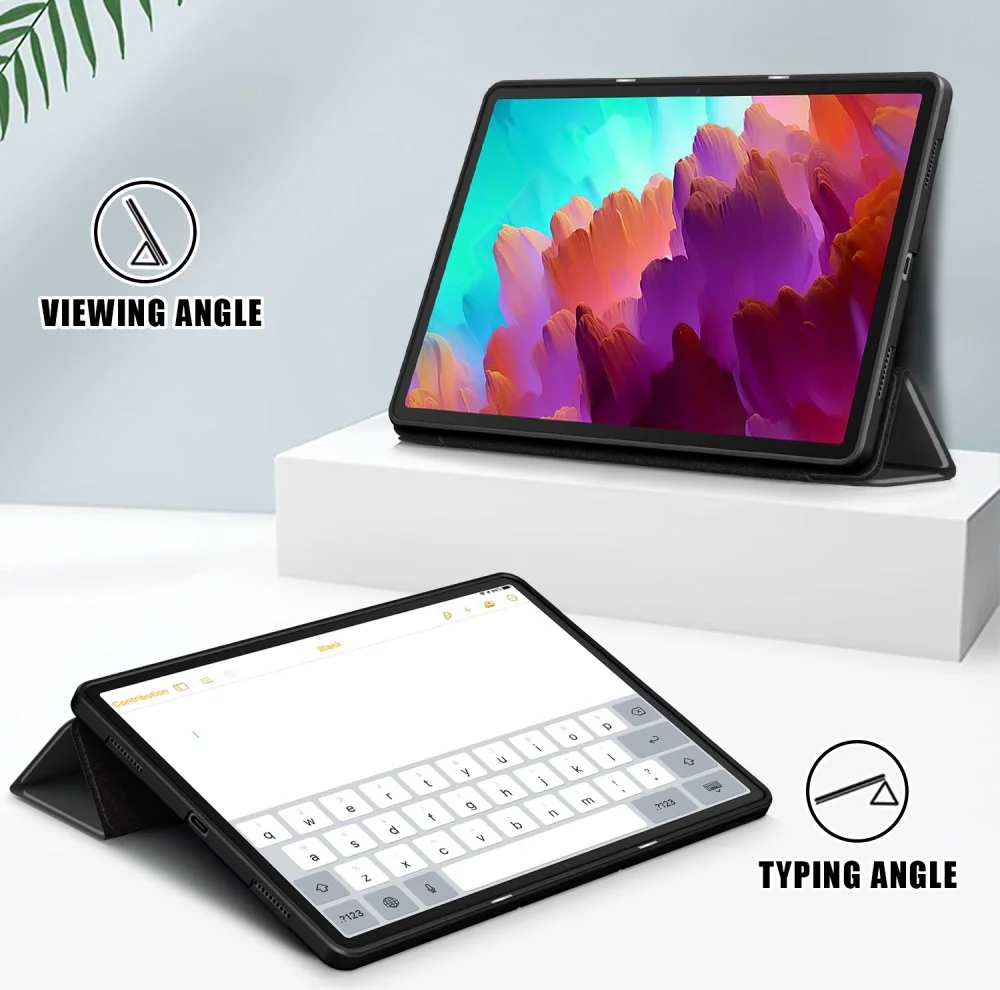 Lenovo Tab P12 Hoes Tri-Fold Book Case met Sleep/Wake Zwart afbeelding 5