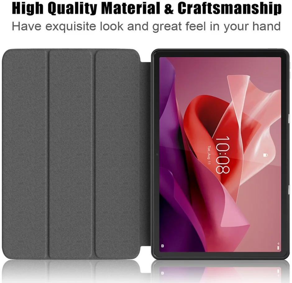 Lenovo Tab P12 Hoes Tri-Fold Book Case met Sleep/Wake Zwart afbeelding 6