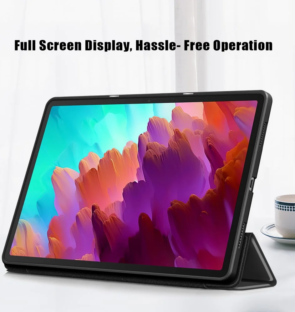 Lenovo Tab P12 Hoes Tri-Fold Book Case met Sleep/Wake Zwart afbeelding 7