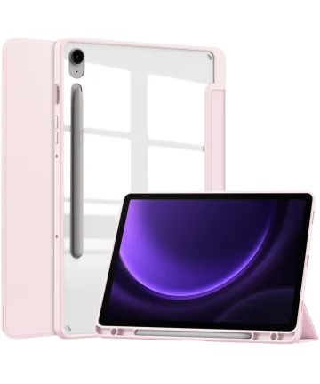 Samsung Galaxy Tab S9 FE Hoes Tri-Fold Book Case Kunstleer Roze Hoesjes