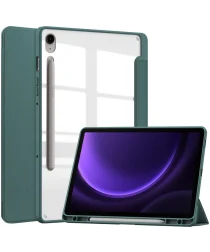 Samsung Galaxy Tab S9 FE Hoes Tri-Fold Book Case Kunstleer Groen