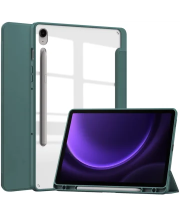 Samsung Galaxy Tab S9 FE Hoes Tri-Fold Book Case Kunstleer Groen Hoesjes