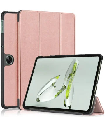 OnePlus Pad Neo / Oppo Pad Air 2 Hoes Tri-Fold Book Case Roze Goud Hoesjes