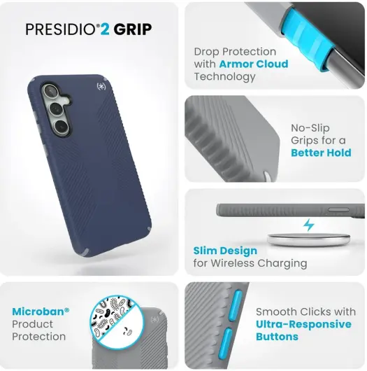Speck Presidio2 Grip Samsung Galaxy S23 FE Hoesje Back Cover Blauw afbeelding 6