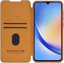 Nillkin Qin Leather Samsung Galaxy A35 Hoesje Book Case Bruin afbeelding