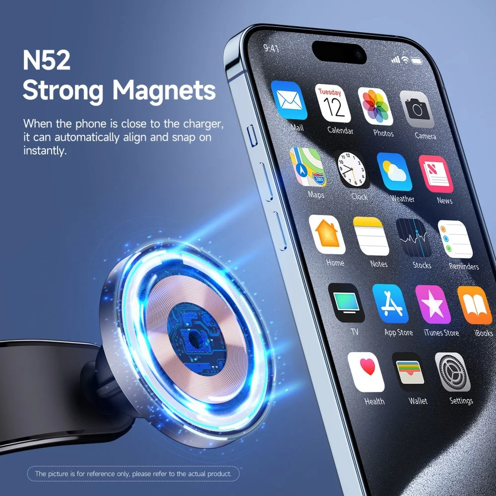 Duzzona MagSafe Dashboard Telefoonhouder Auto met Opladen 15W Zwart afbeelding 3