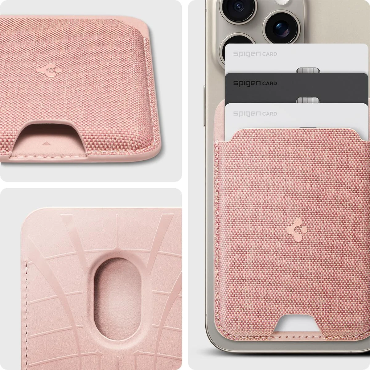 Spigen Urban Magnetische MagSafe Kaarthouder voor Pasjes Roze Goud afbeelding 4