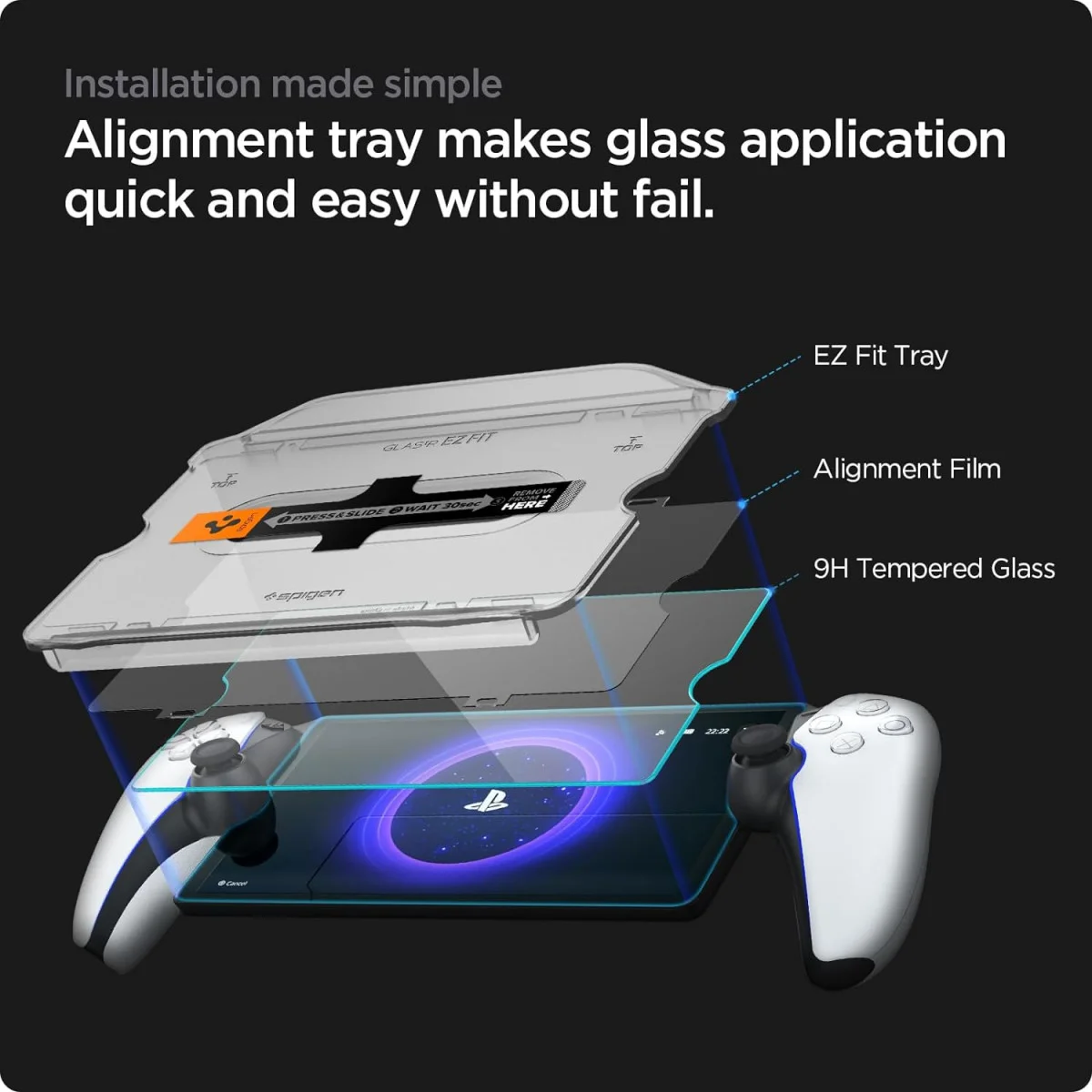 Spigen EZ Fit Playstation Portal Screen Protector 9H Tempered Glass afbeelding 2