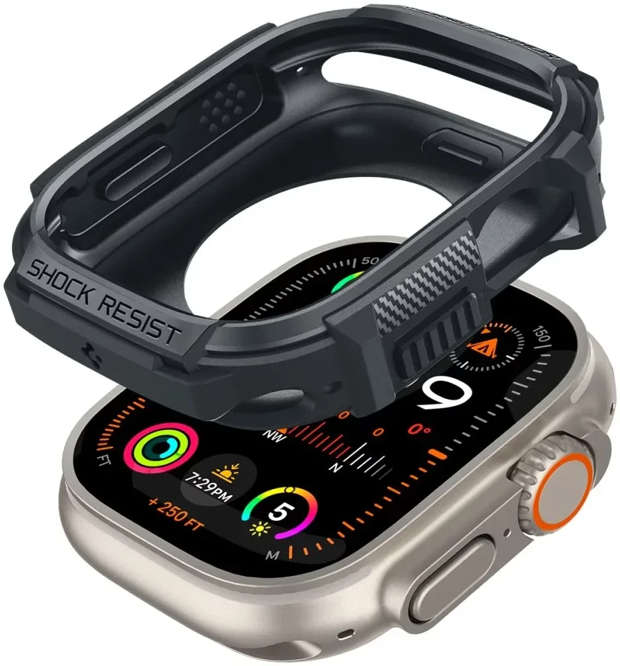 Spigen Rugged Armor - Apple Watch Ultra / Ultra 2 Hoesje - Grijs afbeelding 2