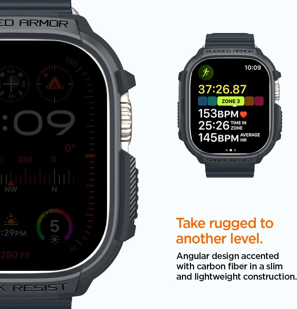 Spigen Rugged Armor - Apple Watch Ultra / Ultra 2 Hoesje - Grijs afbeelding 6