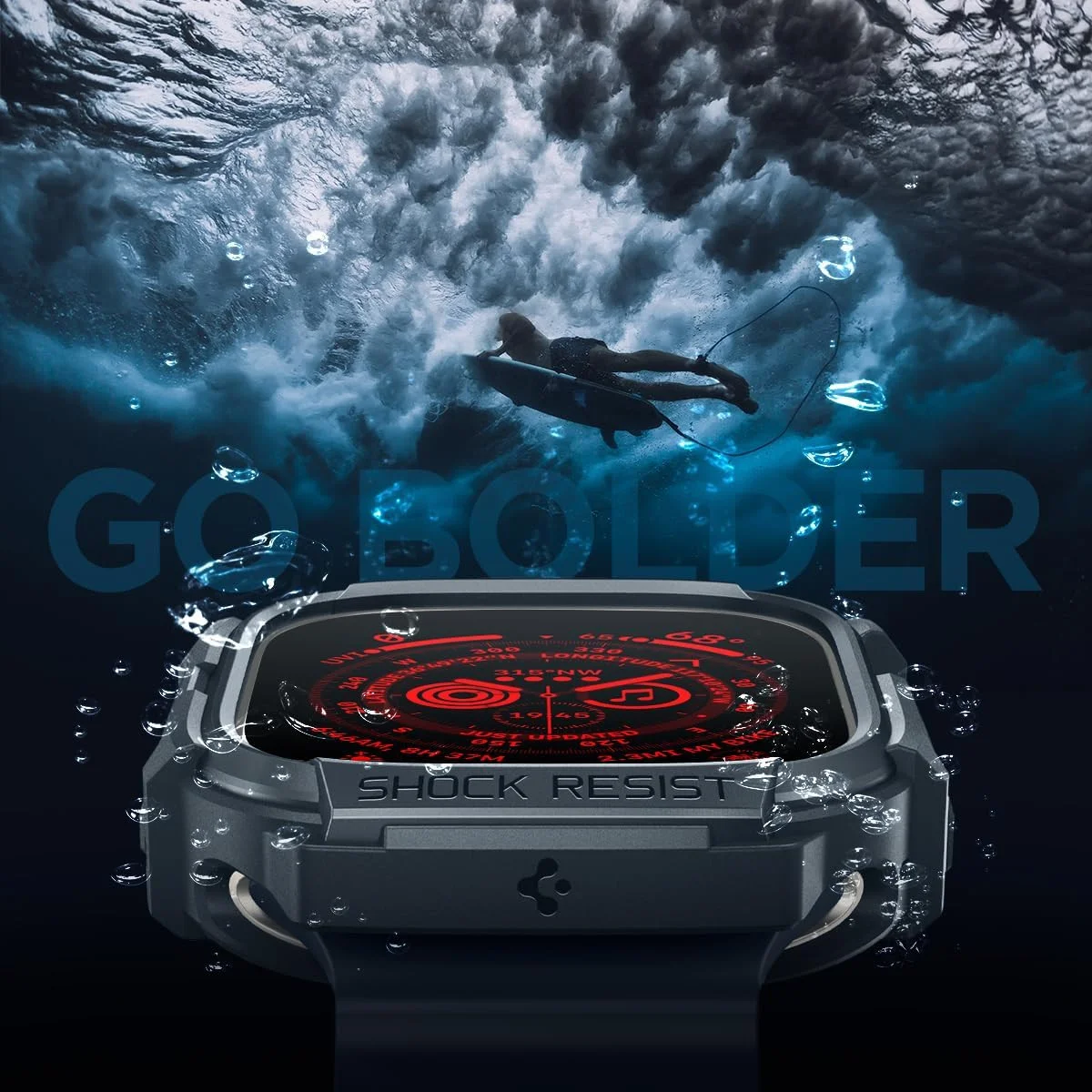 Spigen Rugged Armor - Apple Watch Ultra / Ultra 2 Hoesje - Grijs afbeelding 7