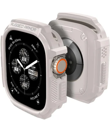 Spigen Rugged Armor Apple Watch Ultra / Ultra 2 Hoesje Beige Cases
