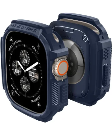 Spigen Rugged Armor - Apple Watch Ultra / Ultra 2 Hoesje - Blauw Cases