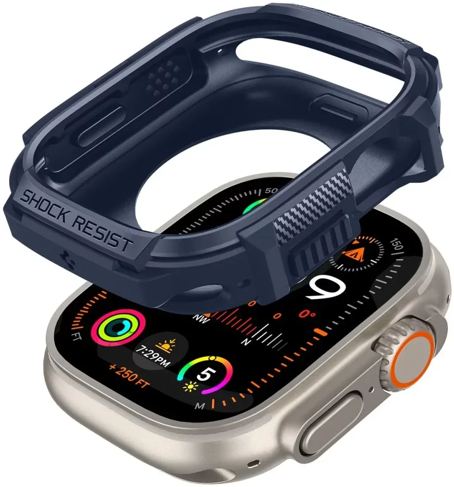 Spigen Rugged Armor - Apple Watch Ultra / Ultra 2 Hoesje - Blauw afbeelding 2