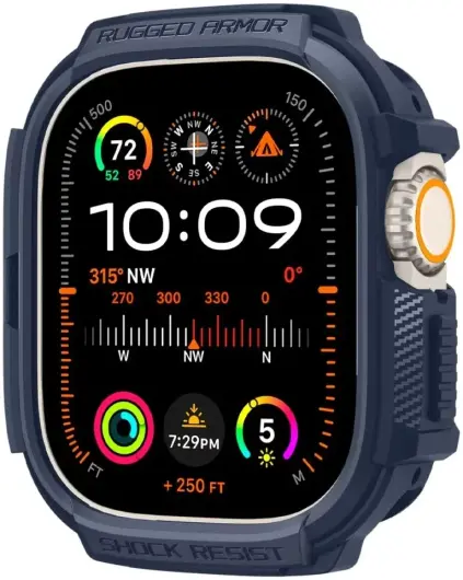 Spigen Rugged Armor - Apple Watch Ultra / Ultra 2 Hoesje - Blauw afbeelding 10