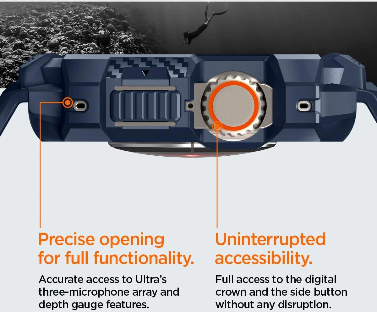 Spigen Rugged Armor Pro - Apple Watch Ultra (2) - Hoesje en Bandje - Blauw afbeelding 7