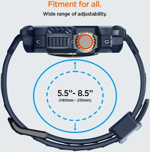 Spigen Rugged Armor Pro - Apple Watch Ultra (2) - Hoesje en Bandje - Blauw afbeelding 8