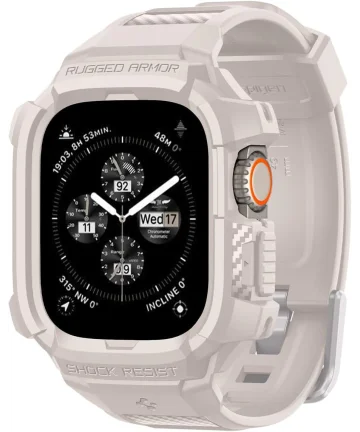 Spigen Rugged Armor Pro - Apple Watch Ultra (2) - Hoesje en Bandje - Beige Cases